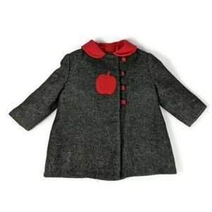 Kute Kiddie Classics Gray Wool Coat 18- 24m Apple Design Button up 50s Vintage